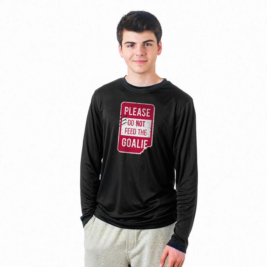 Hockey Long Sleeve Performance Tee - Don't Feed The Goalie 4 Hockey Long Sleeve Performance Tee - Don't Feed The Goalie - Image 2