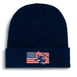 Hockey Embroidered Beanie - Patriotic Hockey