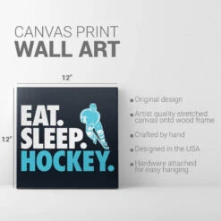 Hockey Canvas Wall Art - Eat Sleep Hockey -Sport Gift Store hk 06607 DETAILS