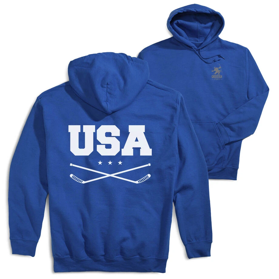 Hockey Hooded Sweatshirt - USA Hockey (Back Design) 3 Hockey Hooded Sweatshirt - USA Hockey (Back Design)