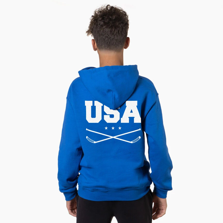 Hockey Hooded Sweatshirt - USA Hockey (Back Design) 4 Hockey Hooded Sweatshirt - USA Hockey (Back Design) - Image 2