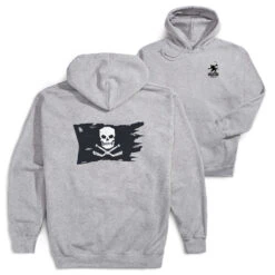 Hockey Hooded Sweatshirt - Hockey Pirate Flag (Back Design)