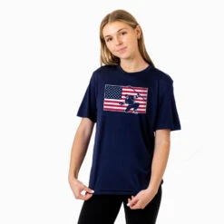 Hockey Short Sleeve Performance Tee - Patriotic Hockey -Sport Gift Store hk 06722 NAVY FEMALE