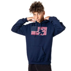 Hockey Hooded Sweatshirt - Patriotic Hockey 12 Hockey Hooded Sweatshirt - Patriotic Hockey -Sport Gift Store hk 06726 NAVY MALE