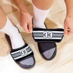 Hockey Repwell® Slide Sandals - Number Stripes 11 Hockey Repwell® Slide Sandals - Number Stripes -Sport Gift Store hk 06744 BLACKGRAY LIFESTYLE