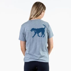 Hockey Short Sleeve T-Shirt - Rocky The Hockey Dog (Back Design) -Sport Gift Store hk 06802 GRAY FEMALE BACK