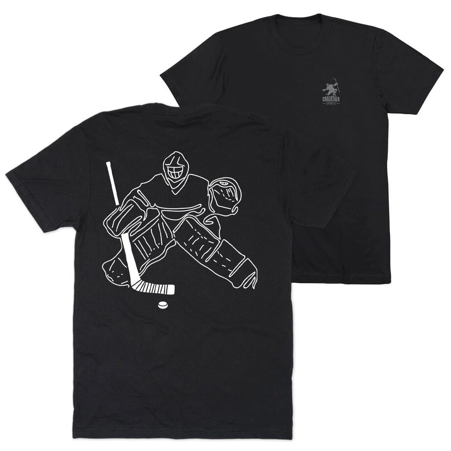 Hockey Short Sleeve T-Shirt - Hockey Goalie Sketch (Back Design) 3 Hockey Short Sleeve T-Shirt - Hockey Goalie Sketch (Back Design)