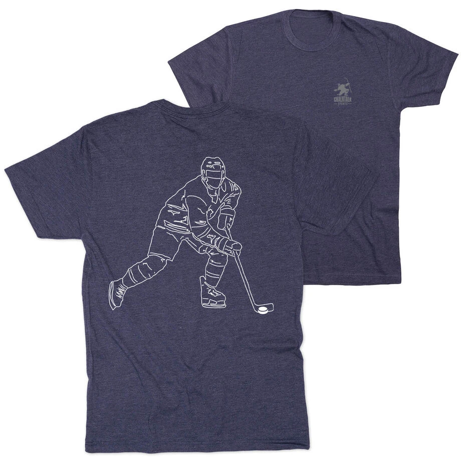 Hockey Short Sleeve T-Shirt - Hockey Player Sketch (Back Design) 3 Hockey Short Sleeve T-Shirt - Hockey Player Sketch (Back Design)