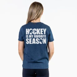 Hockey Short Sleeve T-Shirt - Hockey Is My Favorite Season (Back Design) 8 Hockey Short Sleeve T-Shirt - Hockey Is My Favorite Season (Back Design) -Sport Gift Store hk 06822 NAVY FEMALE BACK
