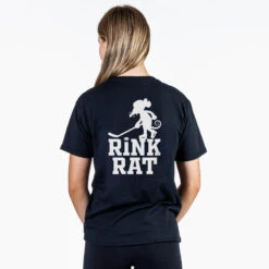 Hockey Short Sleeve T-Shirt - Rink Rat (Back Design) -Sport Gift Store hk 06826 BLACK FEMALE BACK