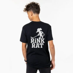 Hockey Short Sleeve T-Shirt - Rink Rat (Back Design) -Sport Gift Store hk 06826 BLACK MALE BACK