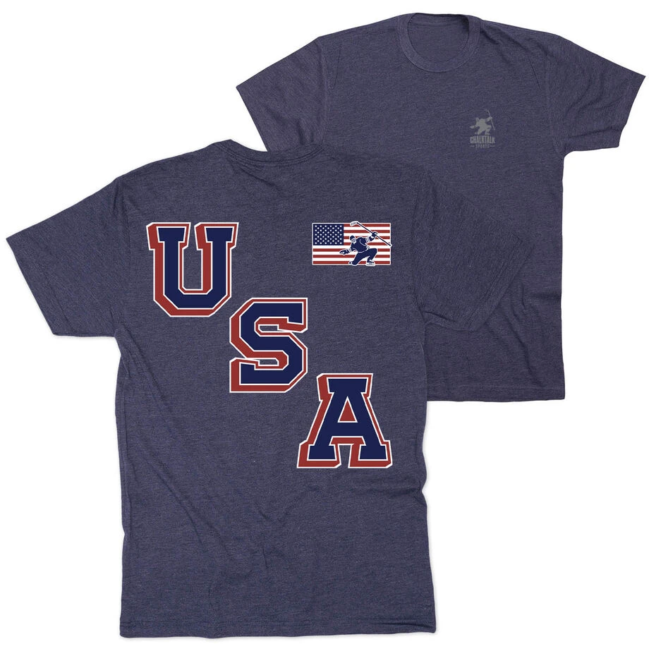 Hockey Short Sleeve T-Shirt - Hockey USA Gold (Back Design) 3 Hockey Short Sleeve T-Shirt - Hockey USA Gold (Back Design)