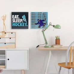 Hockey Canvas Wall Art - Eat Sleep Hockey - 2 Piece Set -Sport Gift Store hk 06885 LIFESTYLE
