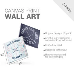 Hockey Canvas Wall Art - Rather Be Playing Hockey - 2 Piece Set -Sport Gift Store hk 06886 DETAILS