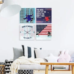 Hockey Canvas Wall Art - Dangle Snipe Celly - 4 Piece Set -Sport Gift Store hk 06888 LIFESTYLE