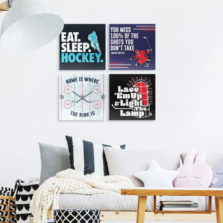 Hockey Canvas Wall Art - Eat Sleep Hockey - 4 Piece Set 5 Hockey Canvas Wall Art - Eat Sleep Hockey - 4 Piece Set - Image 3