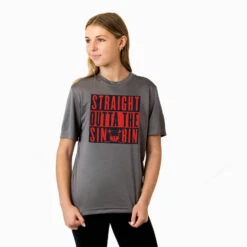 Hockey Short Sleeve Performance Tee - Straight Outta The Sin Bin -Sport Gift Store hk 07012 GRAPHITE FEMALE