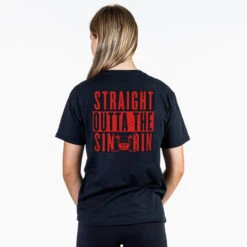 Hockey T-Shirt Short Sleeve - Straight Outta The Sin Bin (Back Design) -Sport Gift Store hk 07018 BLACK FEMALE BACK