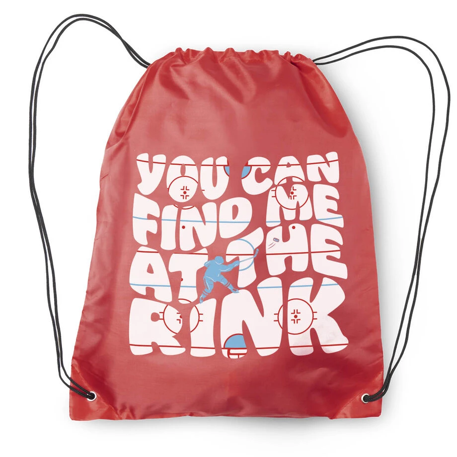 Hockey Drawstring Backpack - You Can Find Me At The Rink 4 Hockey Drawstring Backpack - You Can Find Me At The Rink - Image 2