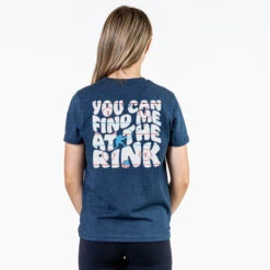Hockey T-Shirt Short Sleeve - You Can Find Me At The Rink (Back Design) -Sport Gift Store hk 07136 NAVY FEMALE BACK