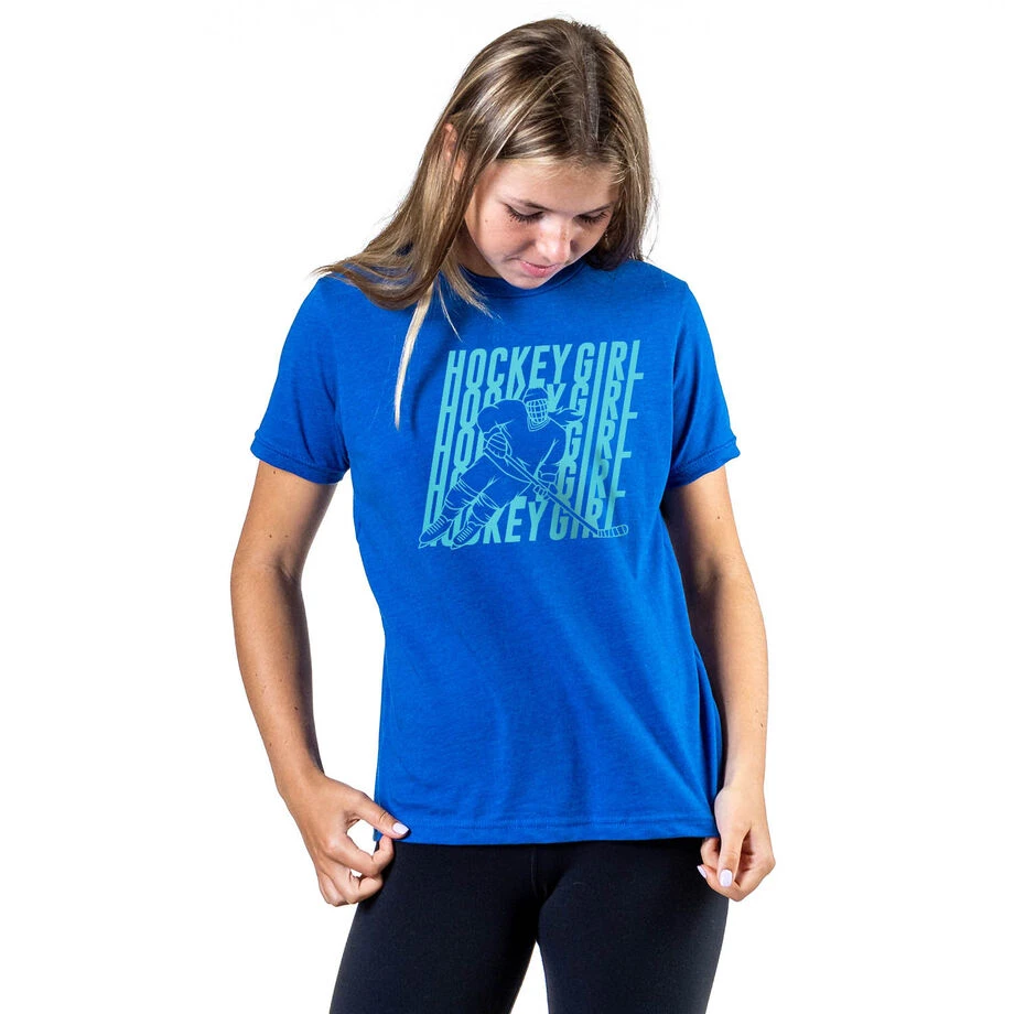 Hockey T-Shirt Short Sleeve - Hockey Girl Repeat 4 Hockey T-Shirt Short Sleeve - Hockey Girl Repeat - Image 2