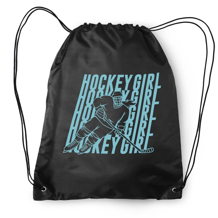 Hockey Drawstring Backpack - Hockey Girl Repeat 4 Hockey Drawstring Backpack - Hockey Girl Repeat - Image 2
