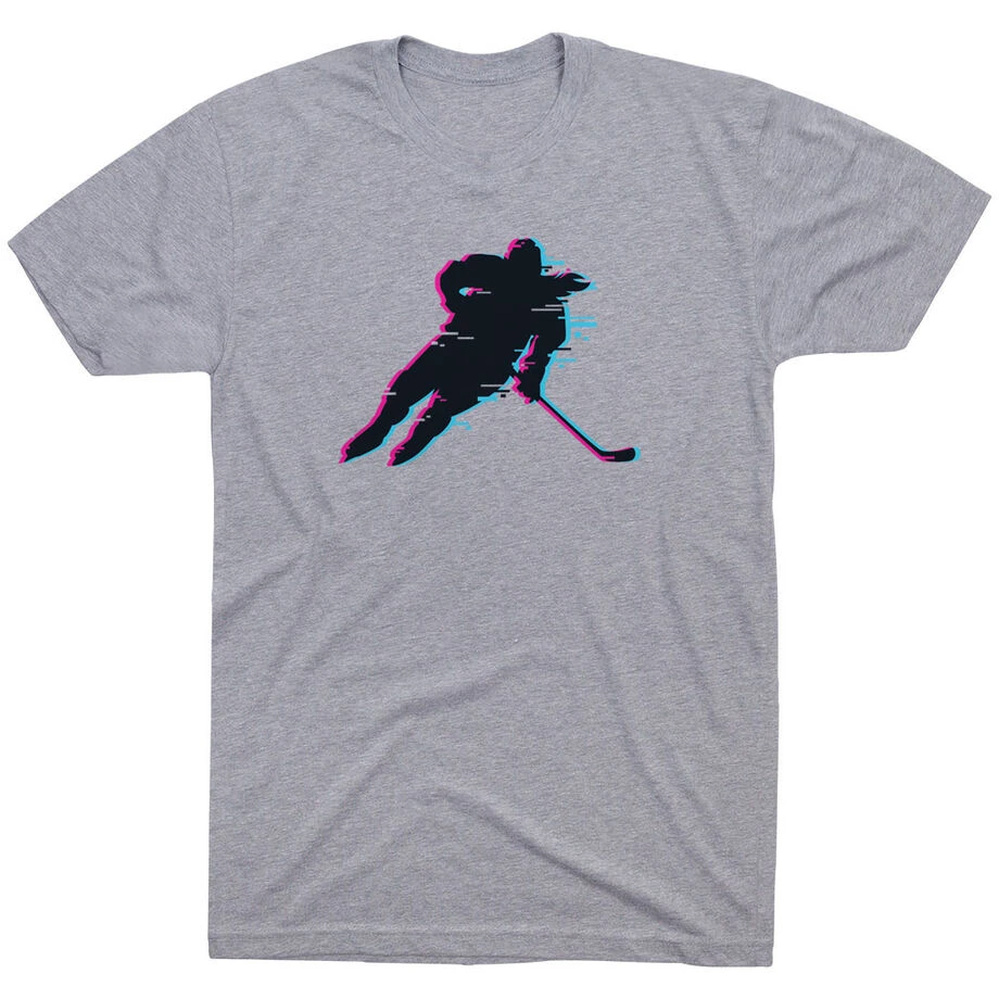 Hockey T-Shirt Short Sleeve - Hockey Girl Glitch 3 Hockey T-Shirt Short Sleeve - Hockey Girl Glitch