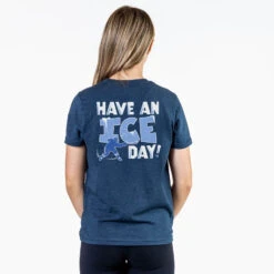 Hockey Short Sleeve T-Shirt - Have An Ice Day (Back Design) 8 Hockey Short Sleeve T-Shirt - Have An Ice Day (Back Design) -Sport Gift Store hk 07267 NAVY FEMALE BACK