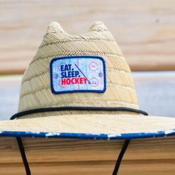 Hockey Straw Hat - Eat Sleep Hockey 18 Hockey Straw Hat - Eat Sleep Hockey -Sport Gift Store hk 07278 BEACH LIFESTYLE 3