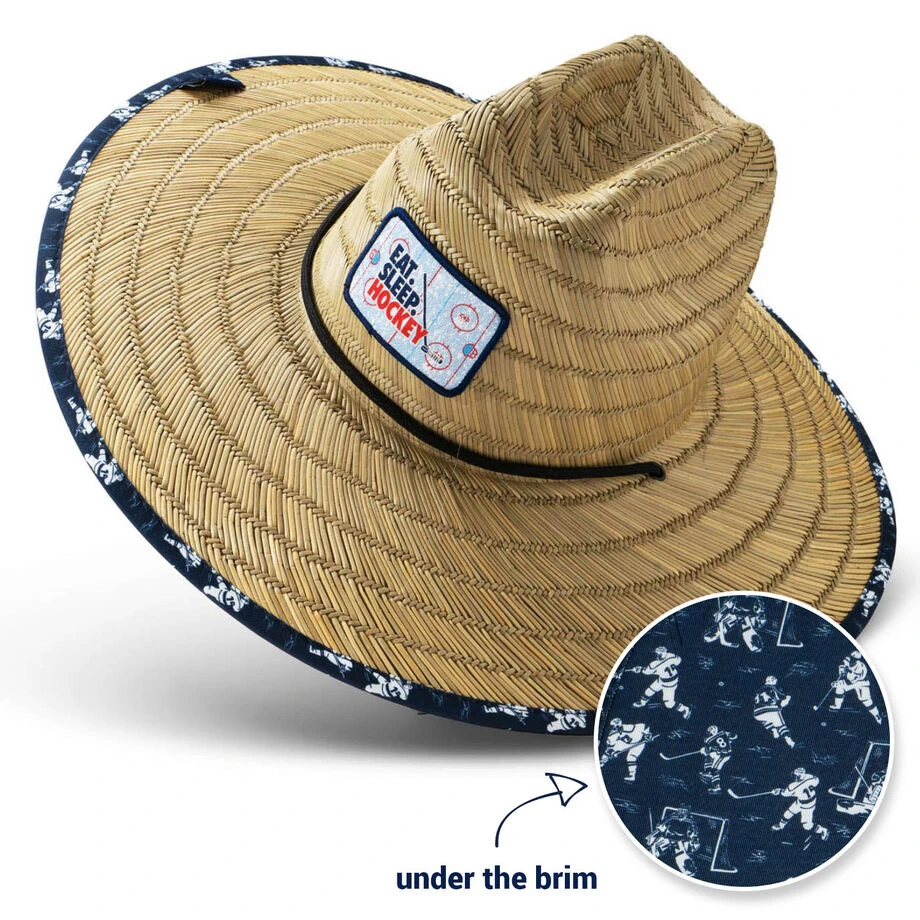 Hockey Straw Hat - Eat Sleep Hockey 3 Hockey Straw Hat - Eat Sleep Hockey