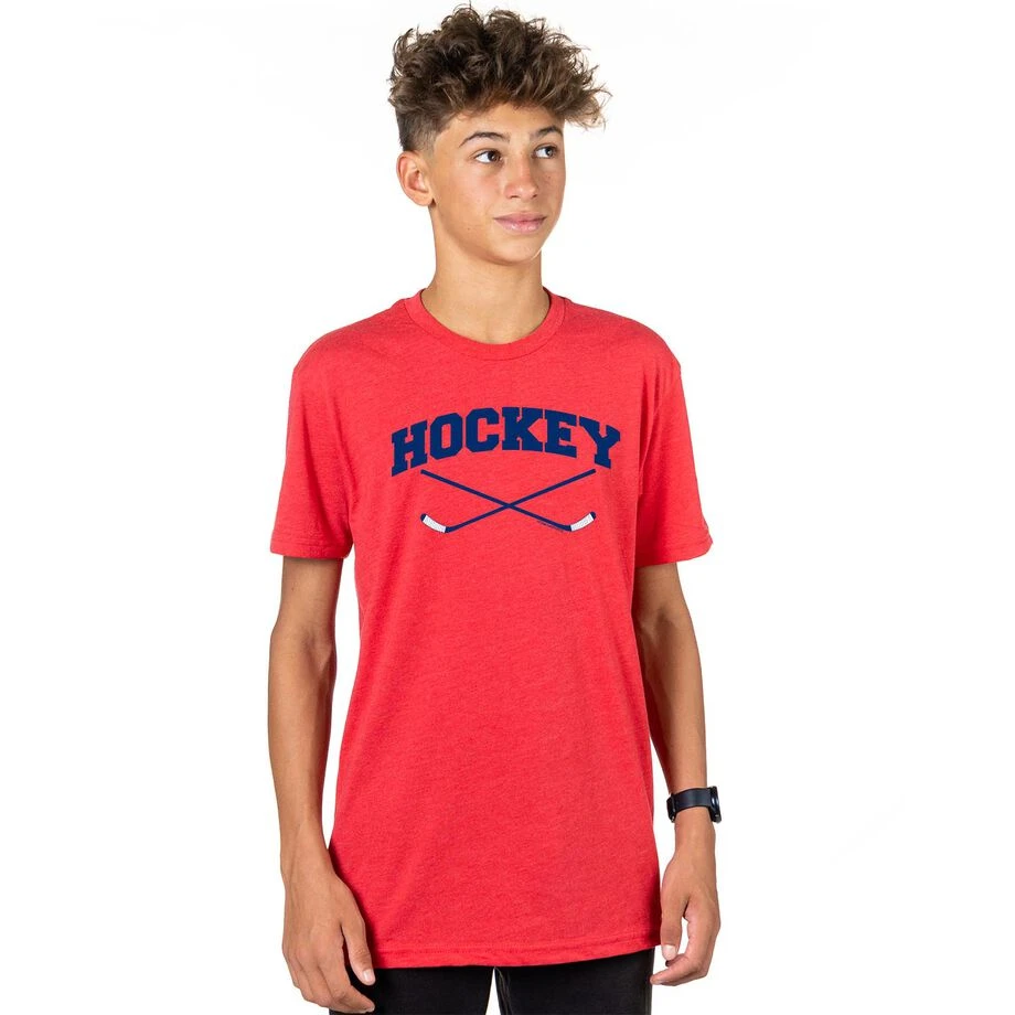 Hockey Tshirt Short Sleeve Hockey Crossed Sticks Logo 4 Hockey Tshirt Short Sleeve Hockey Crossed Sticks Logo - Image 2