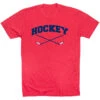 Hockey Tshirt Short Sleeve Hockey Crossed Sticks Logo -Sport Gift Store hk0151 3341 RED FLAT