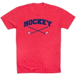 Hockey Tshirt Short Sleeve Hockey Crossed Sticks Logo