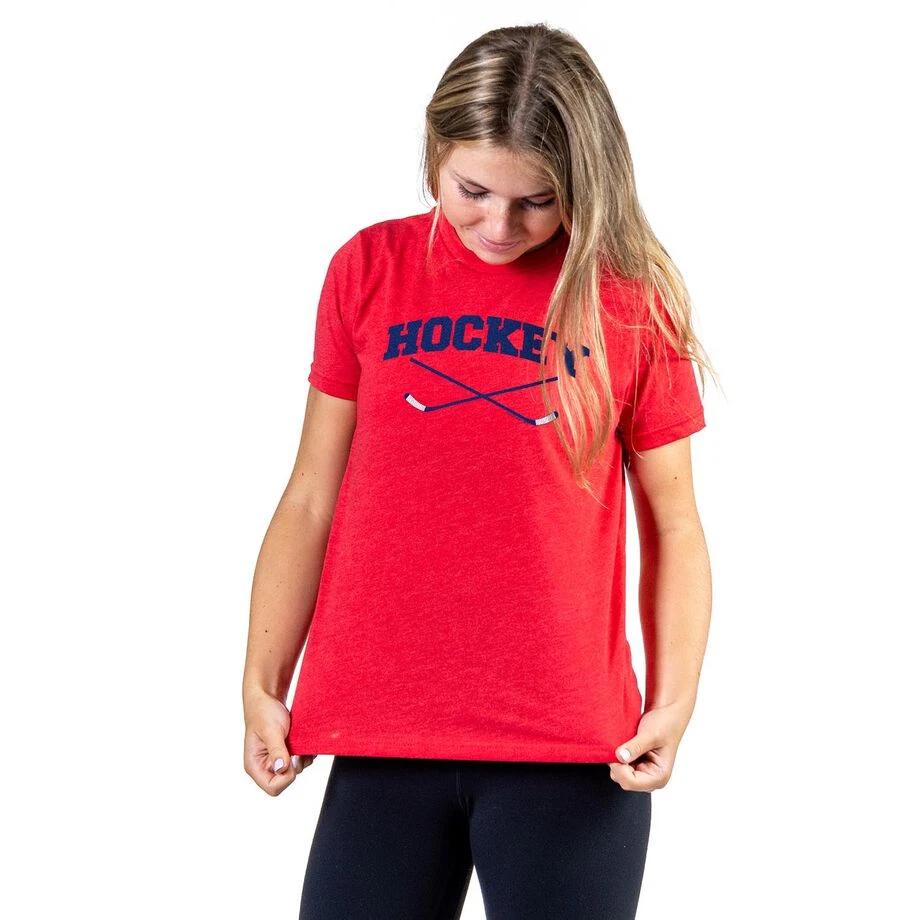 Hockey Tshirt Short Sleeve Hockey Crossed Sticks Logo 5 Hockey Tshirt Short Sleeve Hockey Crossed Sticks Logo - Image 3