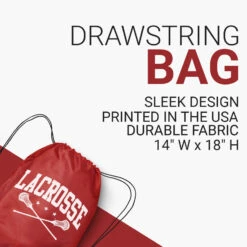 Lacrosse Crossed Sticks Drawstring Backpack -Sport Gift Store lx 01902 RED DETAILS