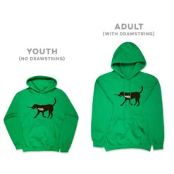 Guys Lacrosse Hooded Sweatshirt - Max The Lax Dog -Sport Gift Store lx 03301 GREEN SIZE