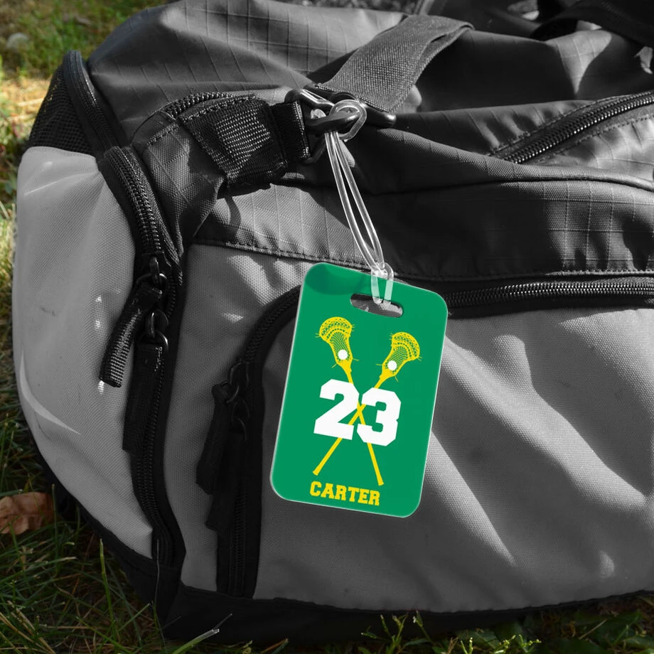 Guys Lacrosse Bag/Luggage Tag - Personalized Guys Crossed Sticks 4 Guys Lacrosse Bag/Luggage Tag - Personalized Guys Crossed Sticks - Image 2