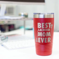 Guys Lacrosse 20 Oz. Double Insulated Tumbler - Best Mom Ever -Sport Gift Store lx 09274 RED DESK