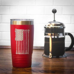 Guys Lacrosse 20 Oz. Double Insulated Tumbler - Lax Flag -Sport Gift Store lx 09277 RED COFFEE