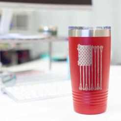 Guys Lacrosse 20 Oz. Double Insulated Tumbler - Lax Flag -Sport Gift Store lx 09277 RED DESK