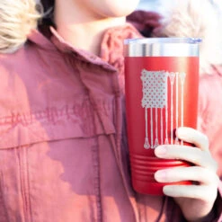 Guys Lacrosse 20 Oz. Double Insulated Tumbler - Lax Flag -Sport Gift Store lx 09277 RED MODEL