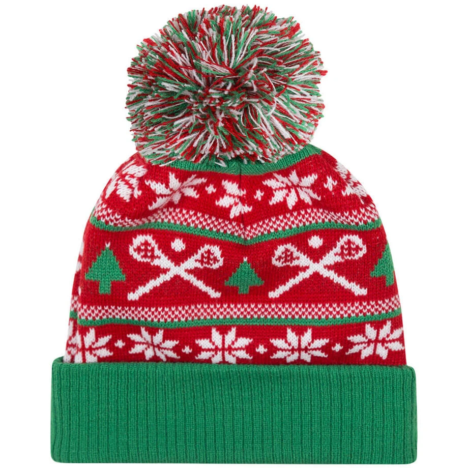 Lacrosse Knit Hat - Crossed Sticks Ugly Sweater 3 Lacrosse Knit Hat - Crossed Sticks Ugly Sweater
