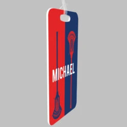 Guys Lacrosse Bag/Luggage Tag - Personalized Vertical Lacrosse Stick -Sport Gift Store lx 09685 REDNAVY ALLPROFILE