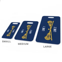 Guys Lacrosse Bag/Luggage Tag - Personalized Text With Crossed Sticks -Sport Gift Store lx 09690 NAVYGOLD ALLSIZES