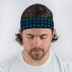 Guys Lacrosse Multifunctional Headwear - Crossed Sticks And Shamrocks Pattern RokBAND -Sport Gift Store lx 10268 MALE1