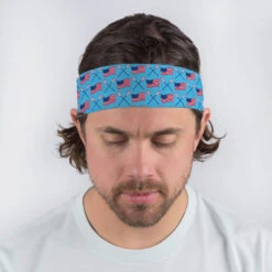 Guys Lacrosse Multifunctional Headwear - Crossed Sticks And USA Flag Pattern RokBAND -Sport Gift Store lx 10269 BLUE MALE1