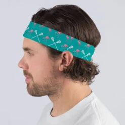 Guys Lacrosse Multifunctional Headwear - Flamingos And Crossed Sticks RokBAND -Sport Gift Store lx 10273 MALE2