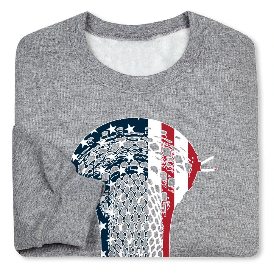 Guys Lacrosse Crewneck Sweatshirt - Patriotic Stick 6 Guys Lacrosse Crewneck Sweatshirt - Patriotic Stick - Image 4