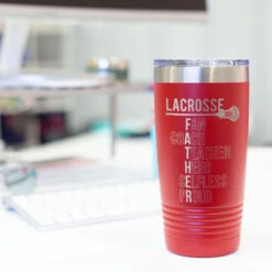 Guys Lacrosse 20 Oz. Double Insulated Tumbler - Guys Lacrosse Father Words -Sport Gift Store lx 10323 RED DESK