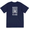 Guys Lacrosse Short Sleeve Performance Tee - Raised In A Cage -Sport Gift Store lx 10983 NAVY FLAT